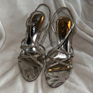 "NINA" Silver Strappy Heels Women's Size 8 - Never Worn!